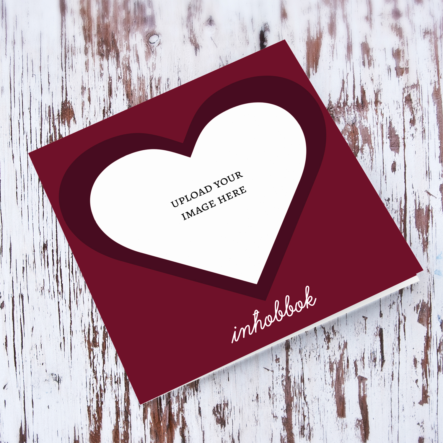 Heart shaped photo card in dark red colour - love you in Maltese
