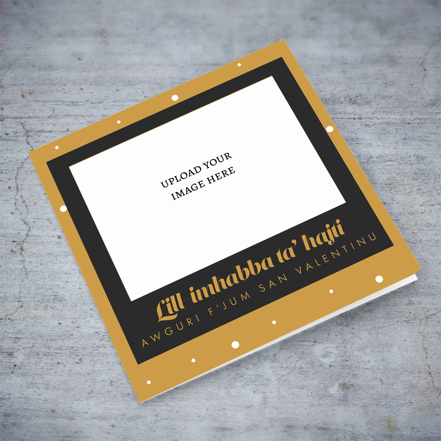 Photo valentines card with golden and black background - to the love of my life in Maltese