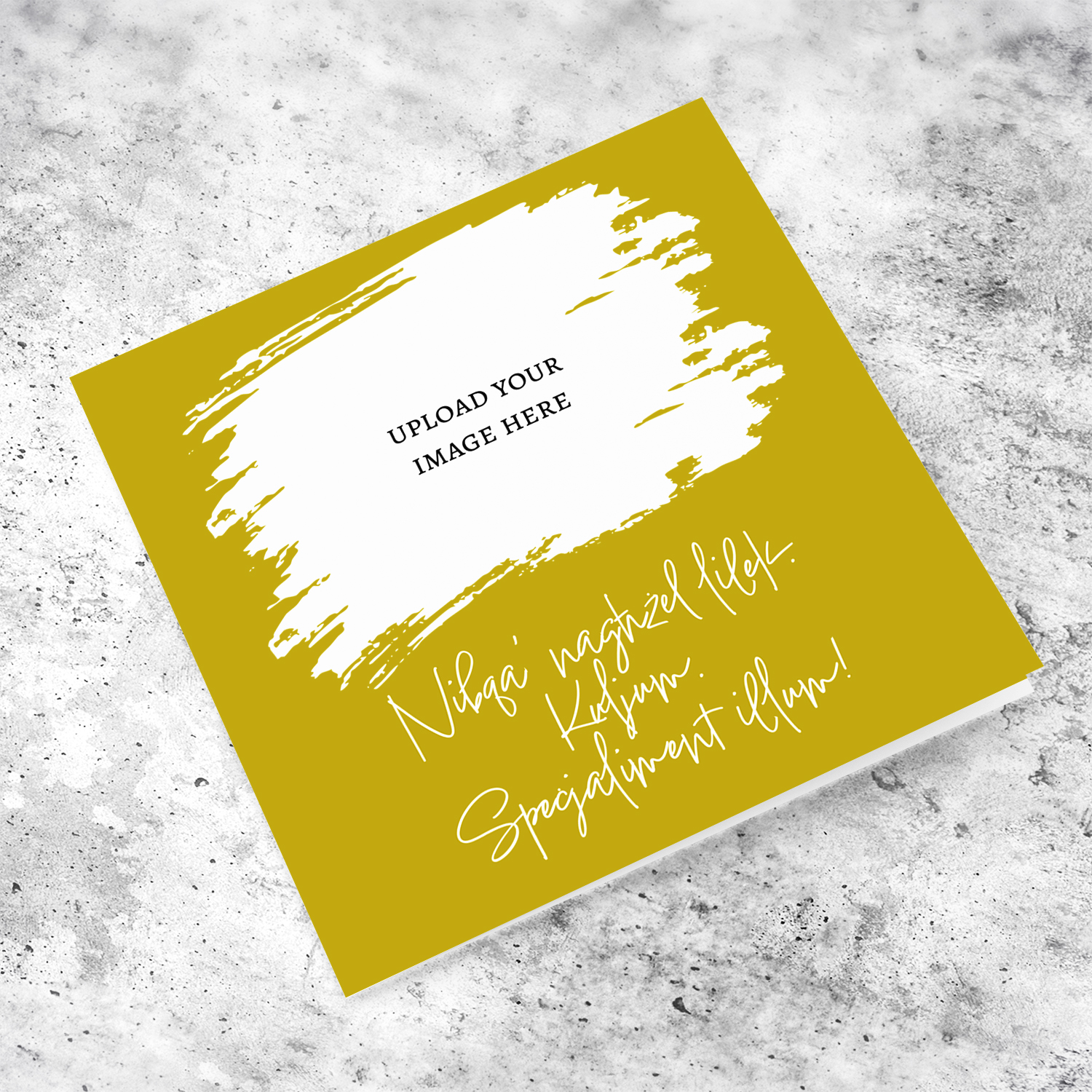 A golden / dark yellow background photo card with a special message in Maltese 