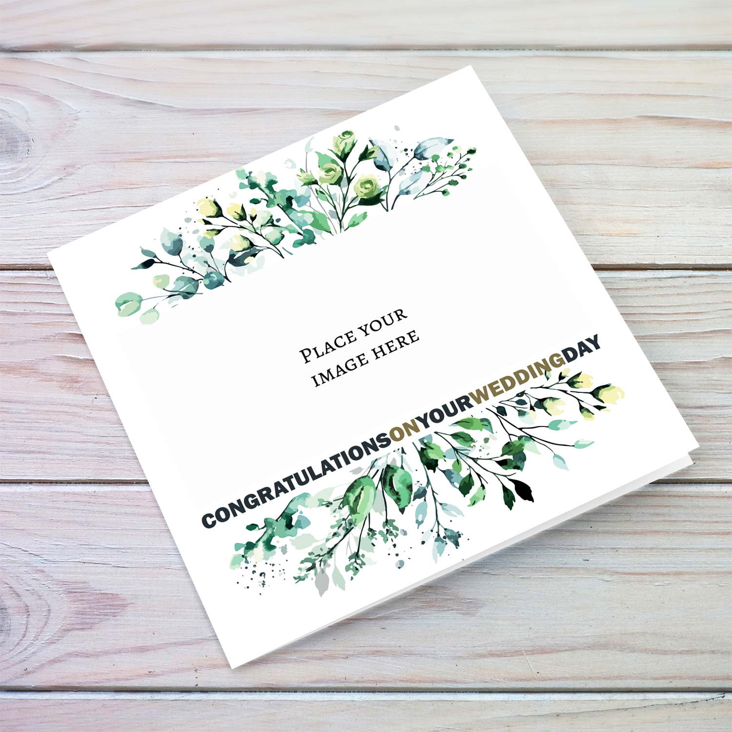 Beautiful plant themed wedding photo card in English