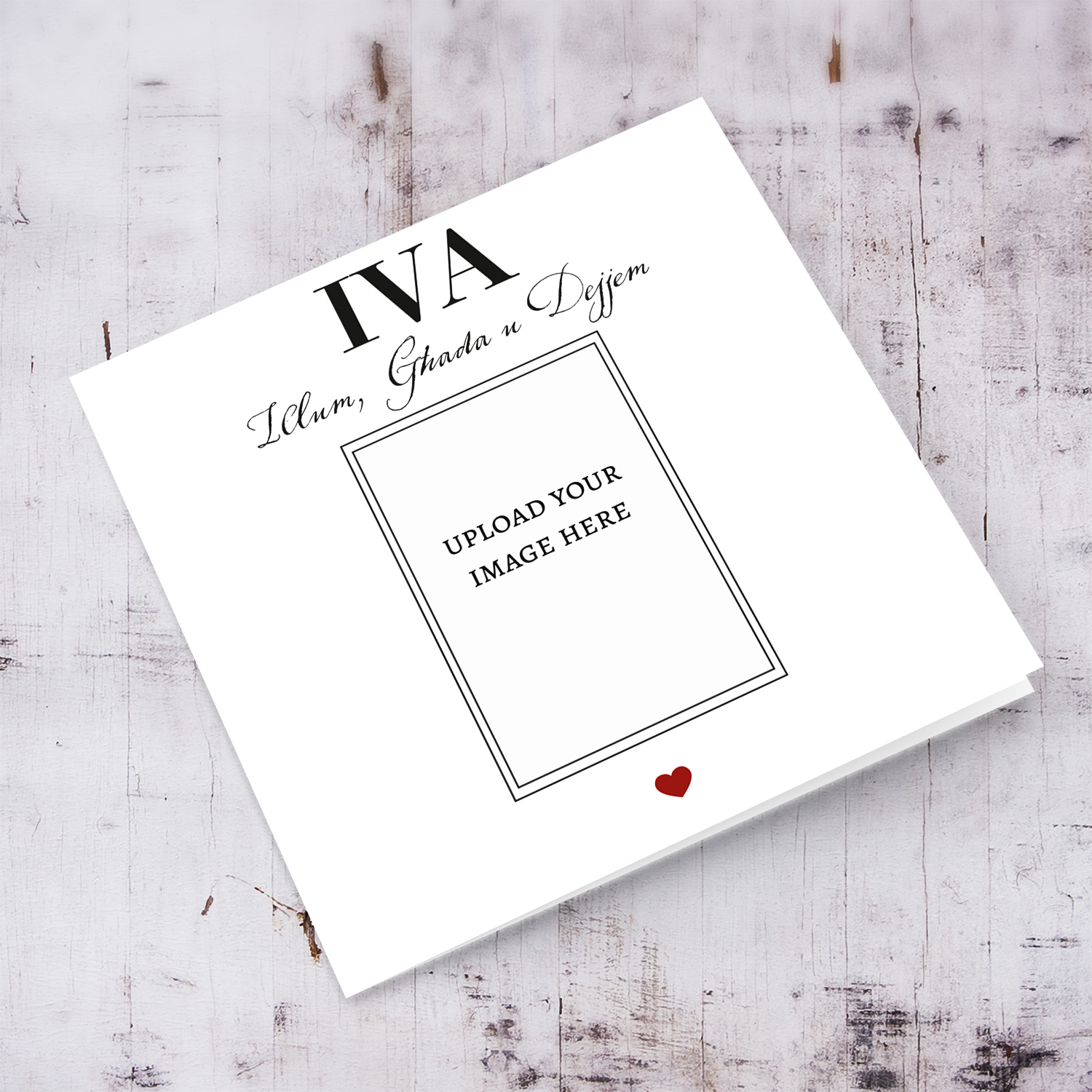 Photo wedding card to give to your husband / wife to be on your wedding day in Maltese