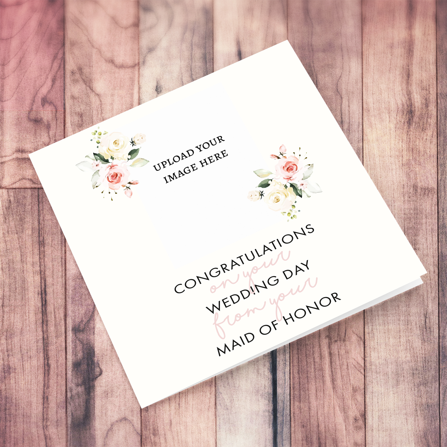 Cute & Dainty photo wedding card from MAID OF HONOR in English