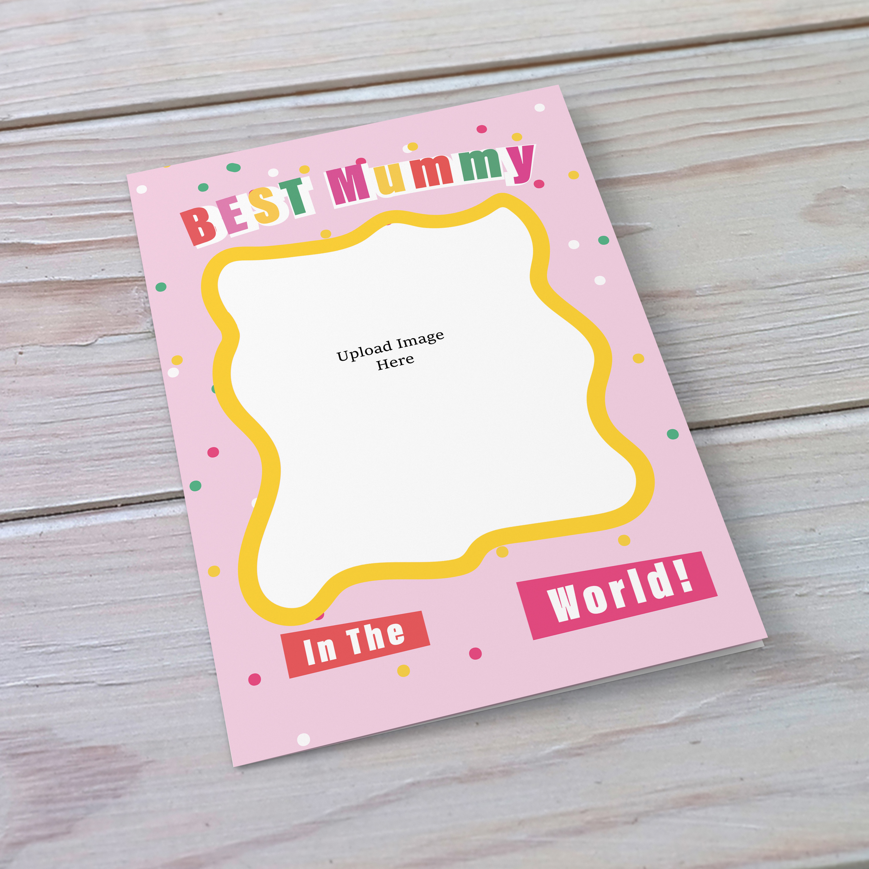 A beautiful A5 photo birthday / mother's day card for BEST MUMMY in a light pink toned colour scheme in English