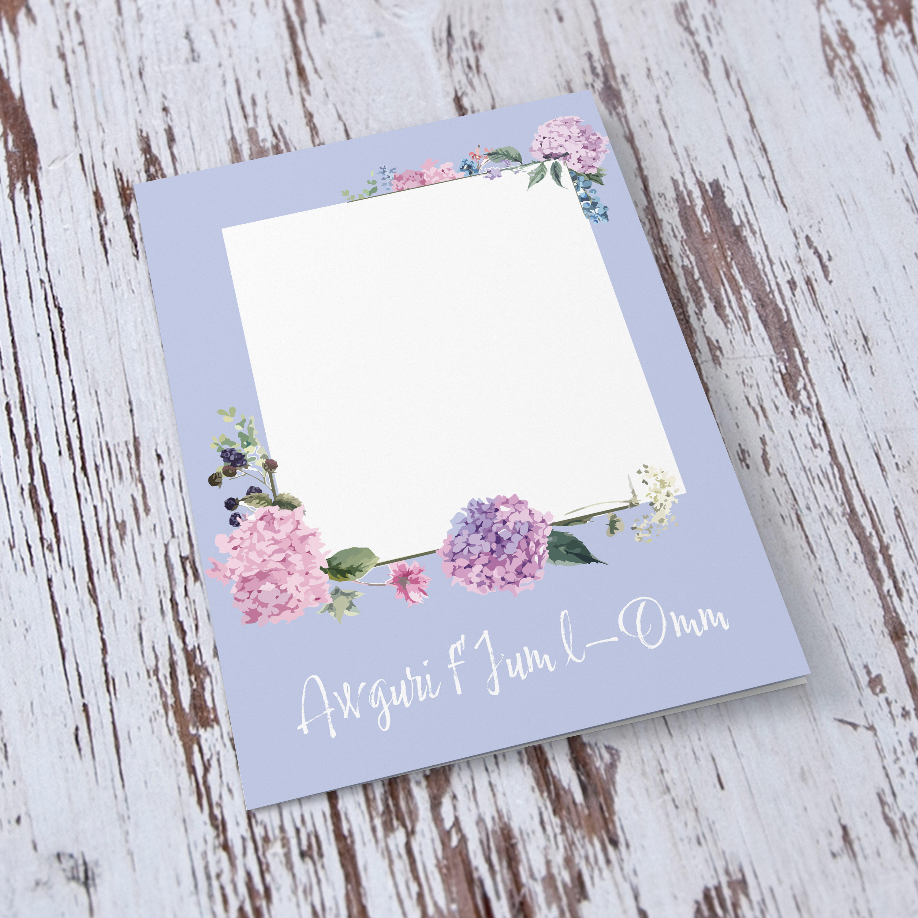 An A5 Photo Mother's Day Card in Light Pastel Colours Featuring a Floral Border in Maltese