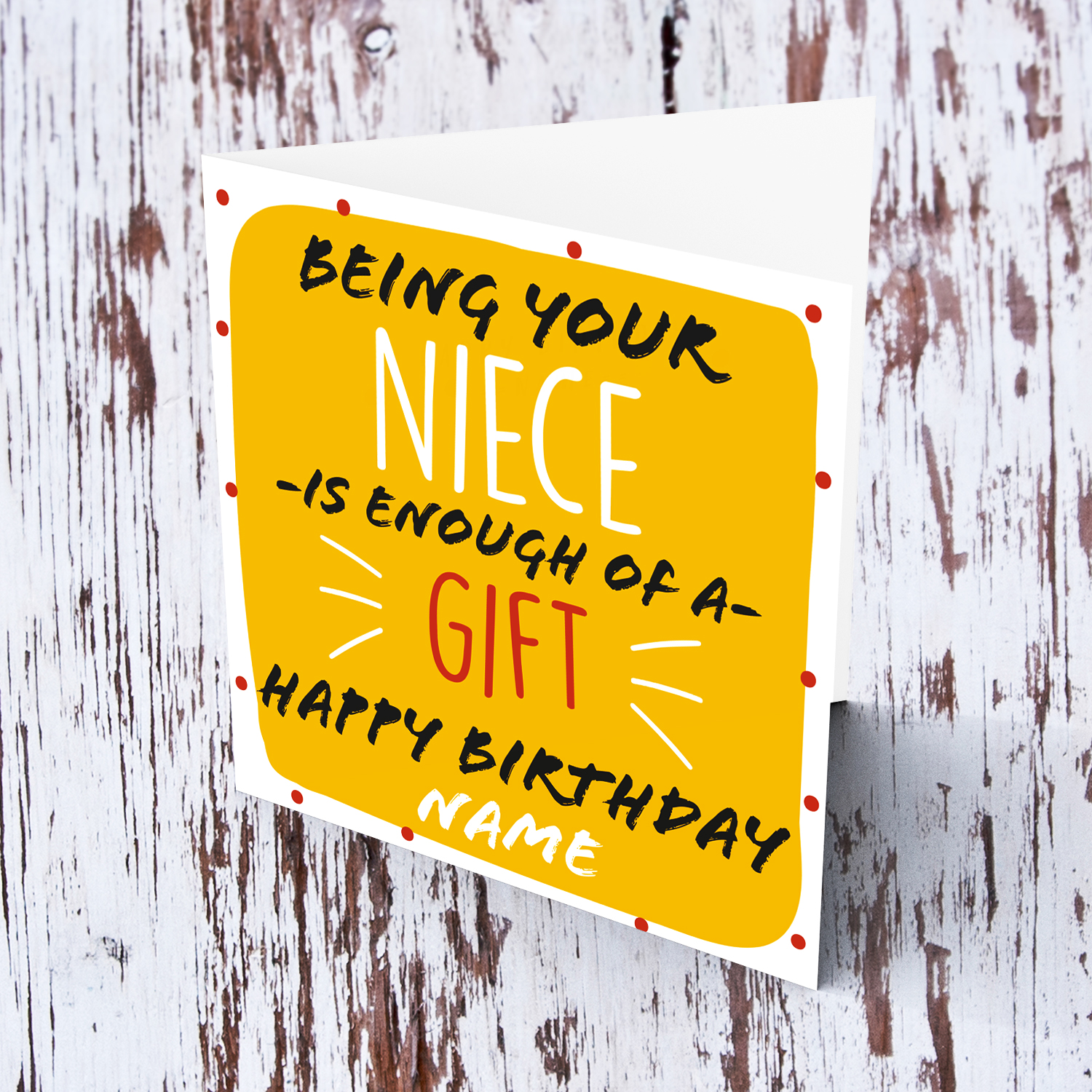 Funny birthday card for Aunt from Niece in yellow/orange background (Personalisable) in English 