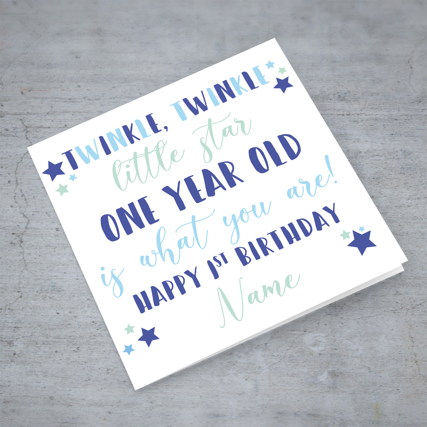 Twinkle twinkle little star birthday card for boys FIRST year in English (Personalisable)