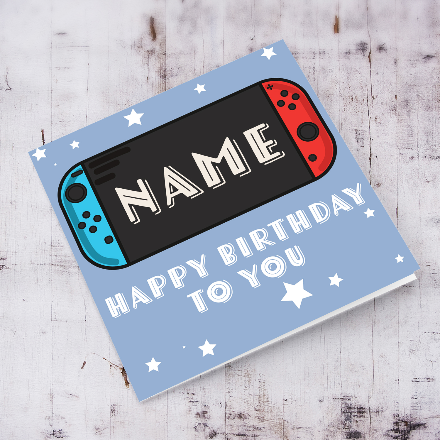 Game console themed unisex birthday card in English (Personalisable)