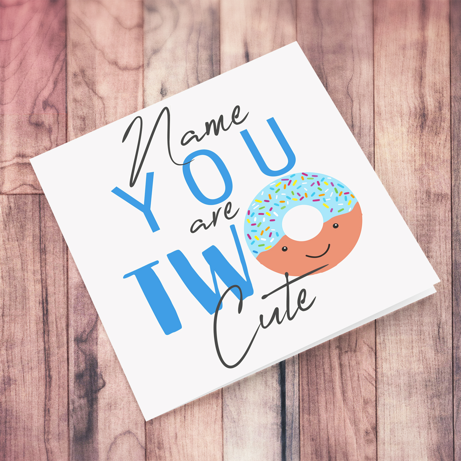 Cute donut themed 2nd birthday card for boys in English (Personalisable)