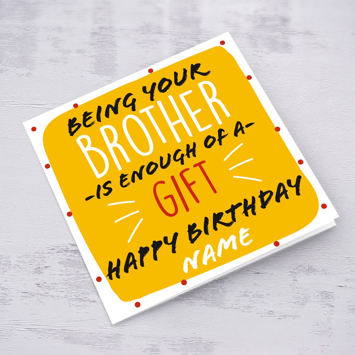 Funny birthday card for Brother or Sister in yellow/orange background (Personalisable) in English 
