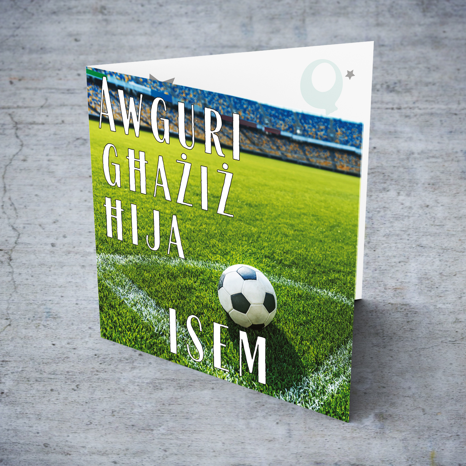 Football ground themed birthday card for brother in Maltese (Personalisable)