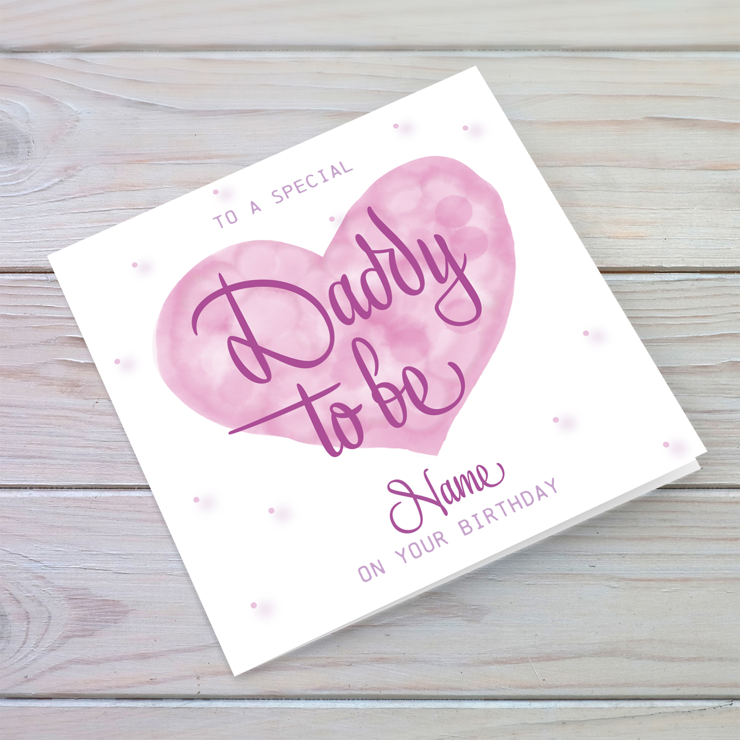 Blue Watercolour heart Baby shower card for Daddy to be in English (Personalisable)