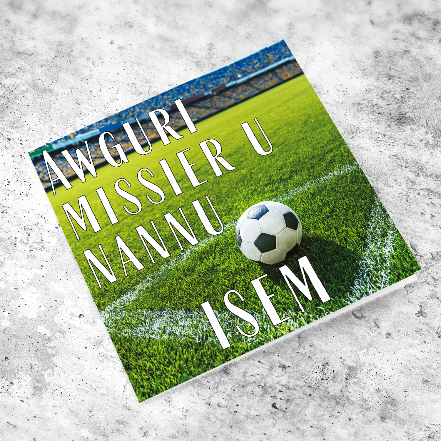 Football ground themed birthday card for dad & grandpa in Maltese (2 in 1 - Personalisable)