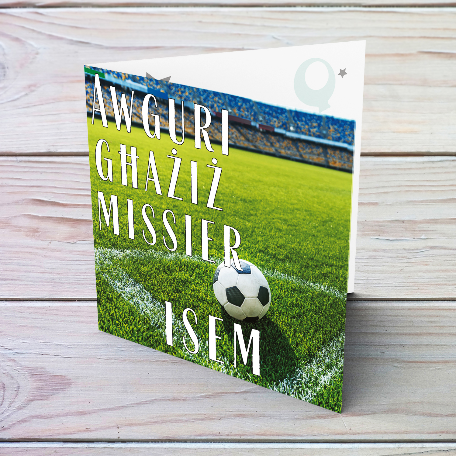 Football ground themed birthday card for father in Maltese (Personalisable)