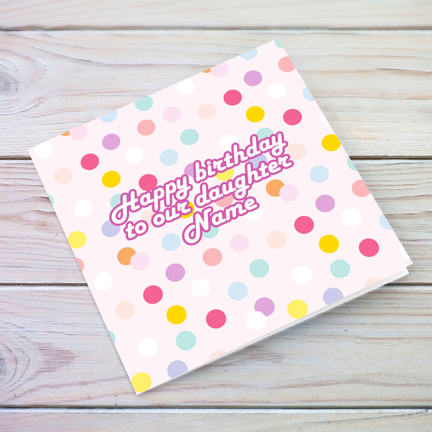 Colourful and fun birthday card for daughter in English (Personalisable)