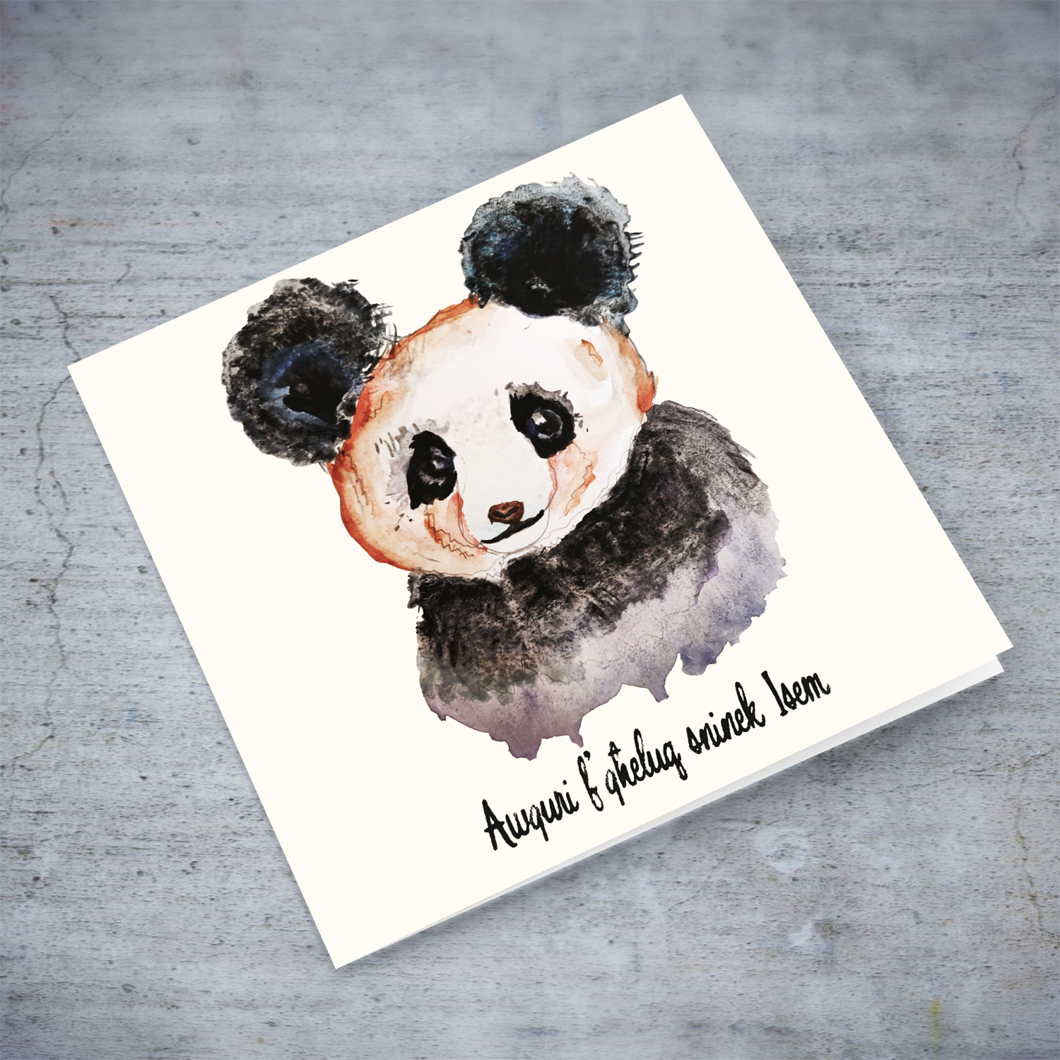 Watercolour panda themed birthday card in Maltese (Personalisable) by Elle Mamo