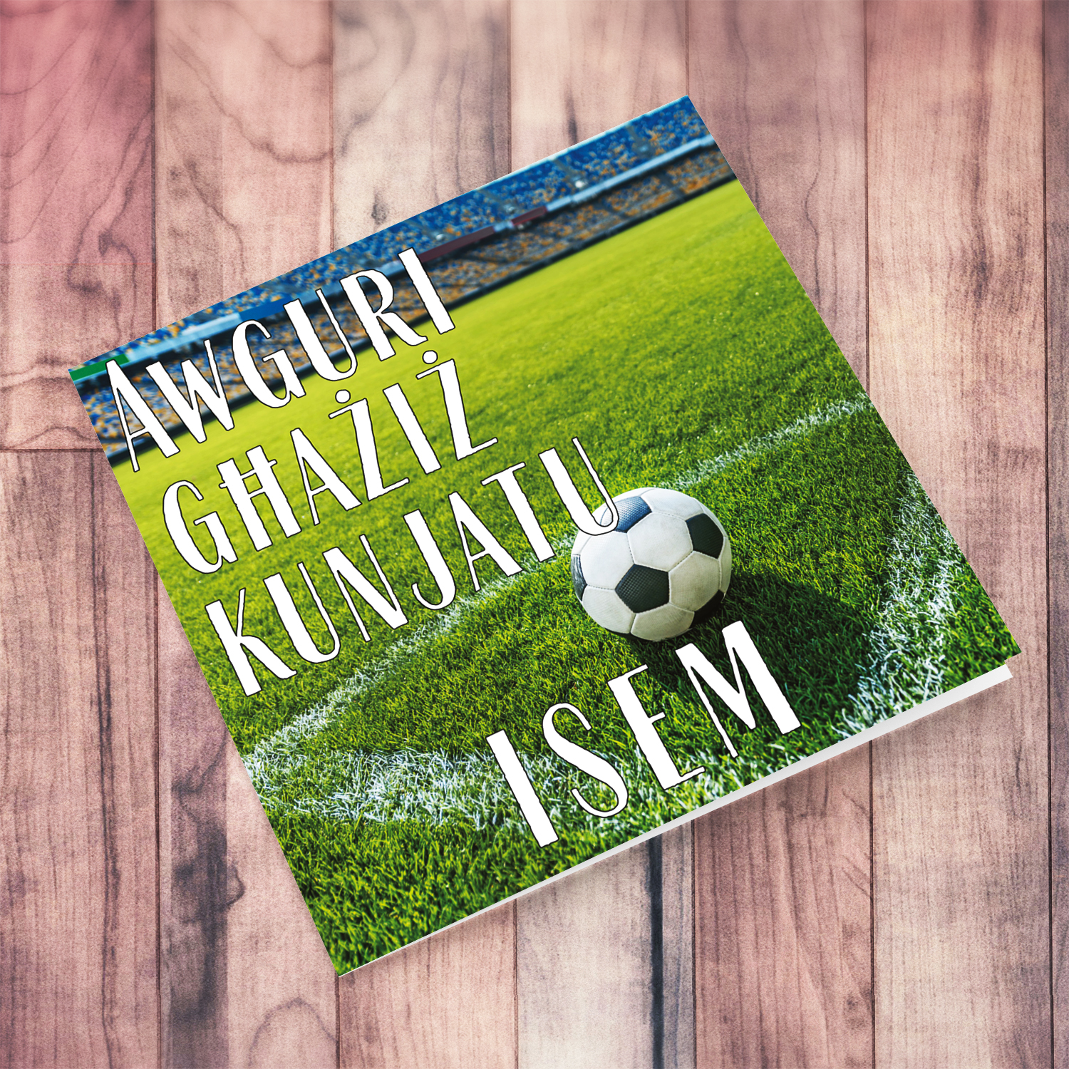 Football ground themed birthday card for father-in-law in Maltese (Personalisable)