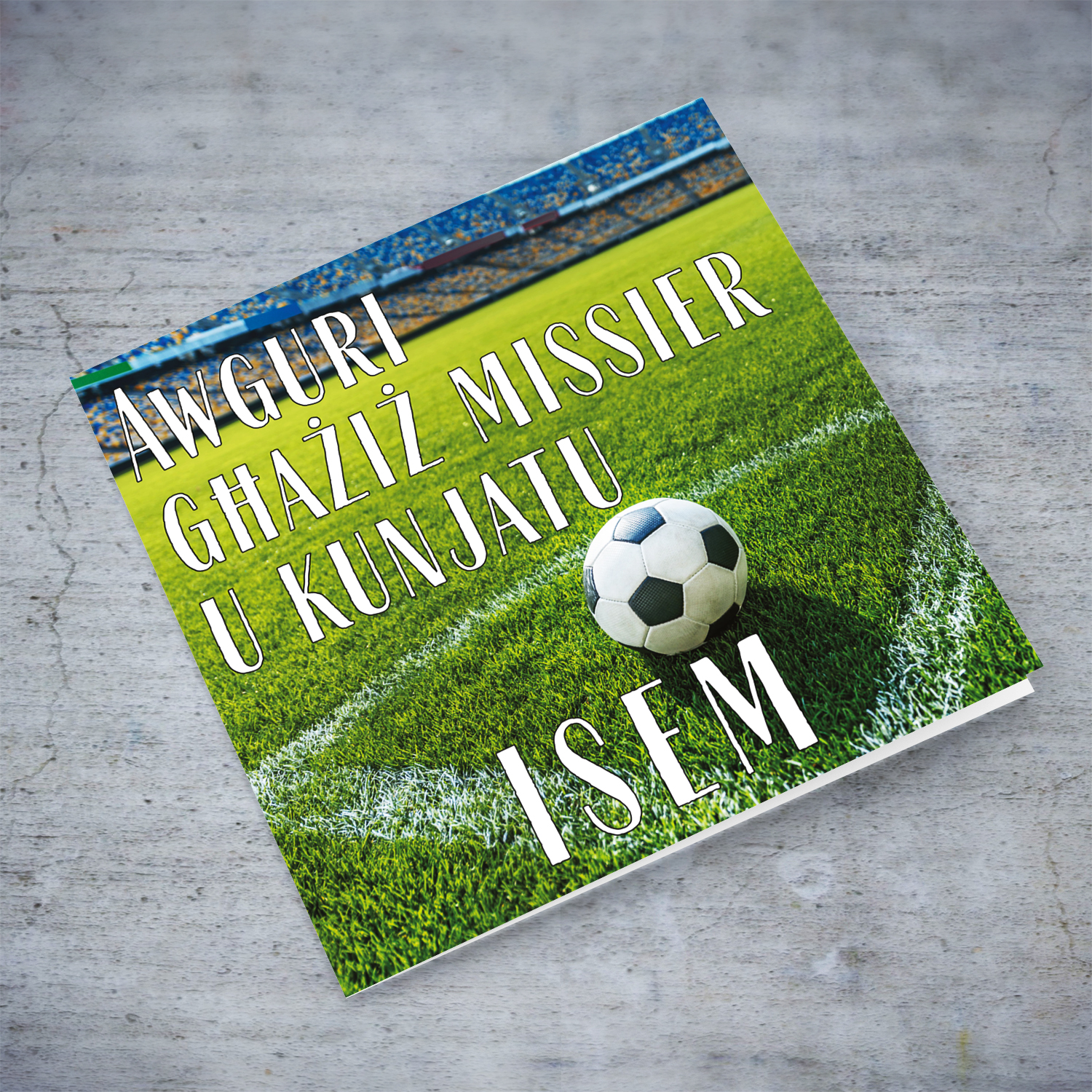 Football ground themed birthday card for father and father-in-law in Maltese (Personalisable)