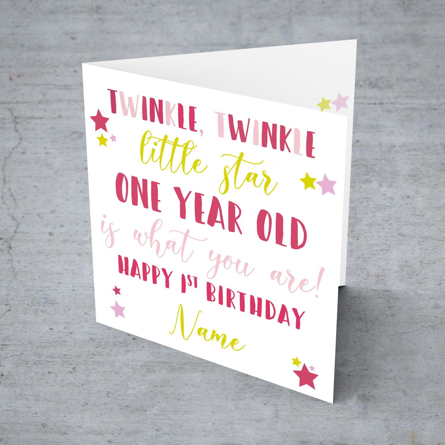 Twinkle twinkle little star birthday card for girls FIRST year in English (Personalisable)