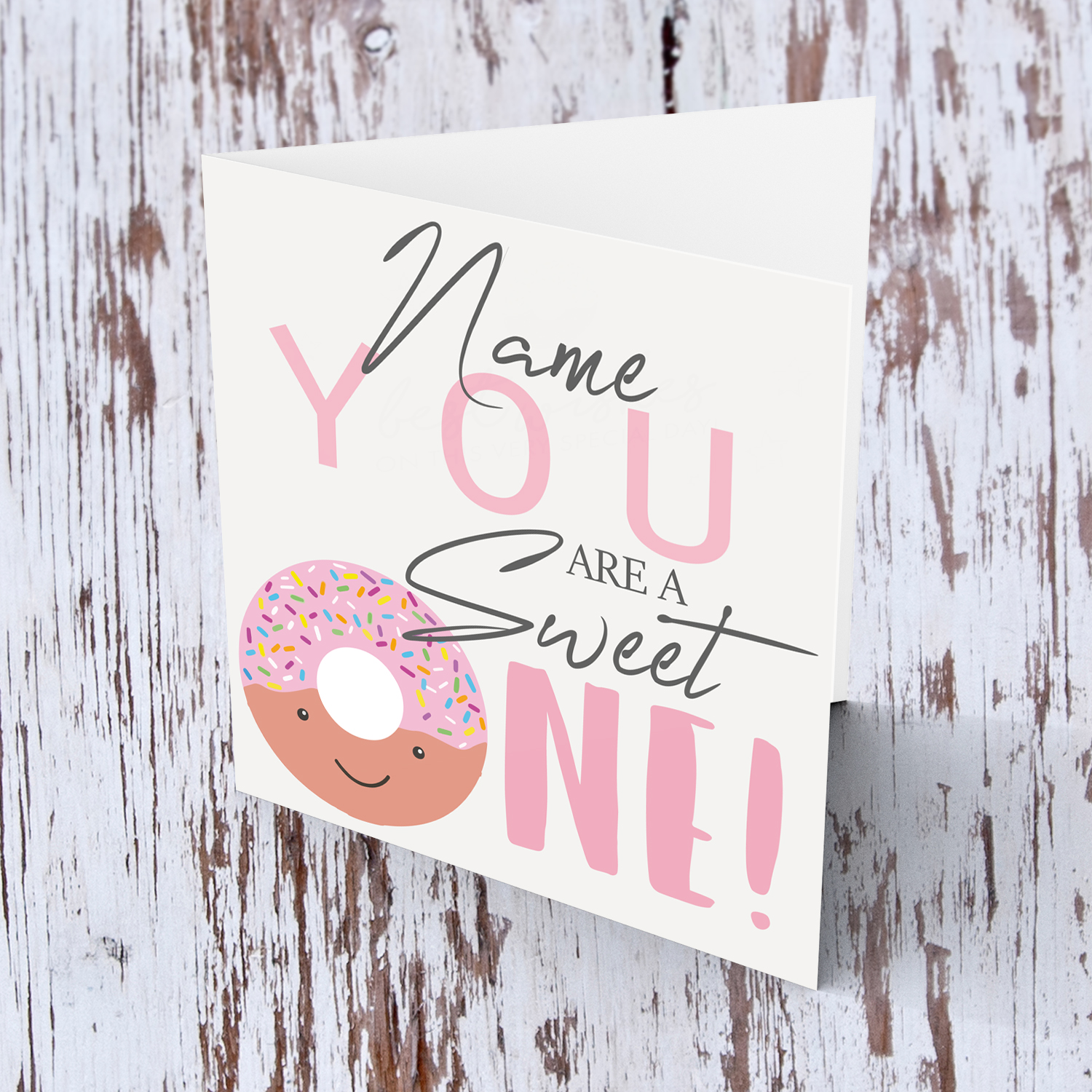 Cute donut themed birthday card in English (Personalisable)
