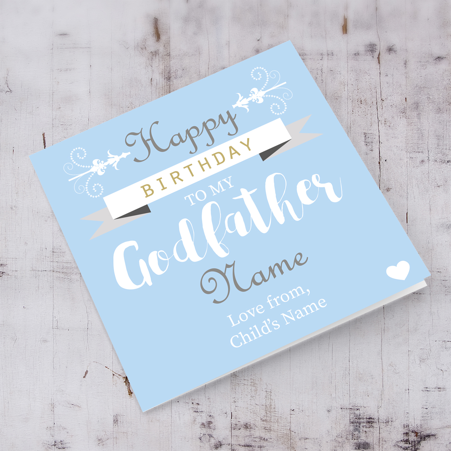 Birthday card for Godfather in English with blue background ( Personalisable )
