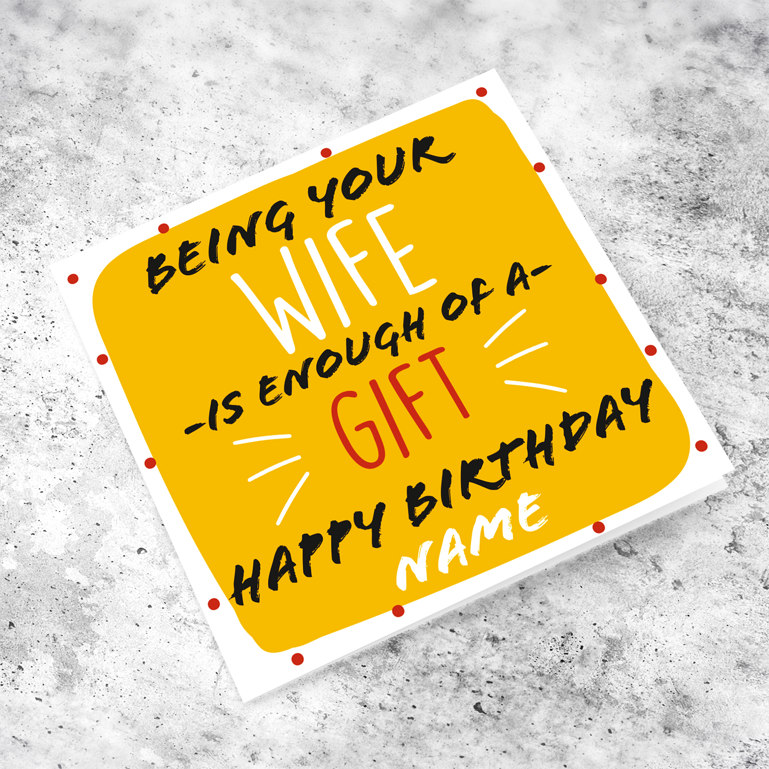 Funny birthday card for Husband in yellow/orange background (Personalisable) in English