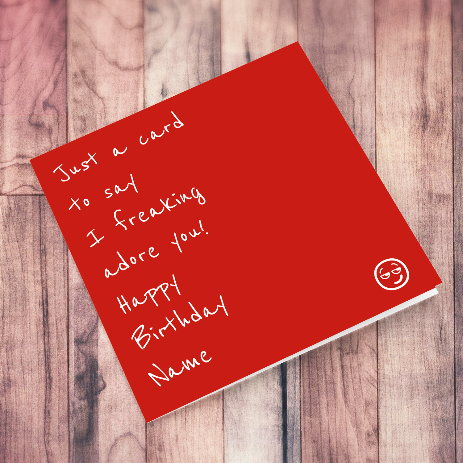 Cute Birthday card in red background and white text in English (Personalisable)