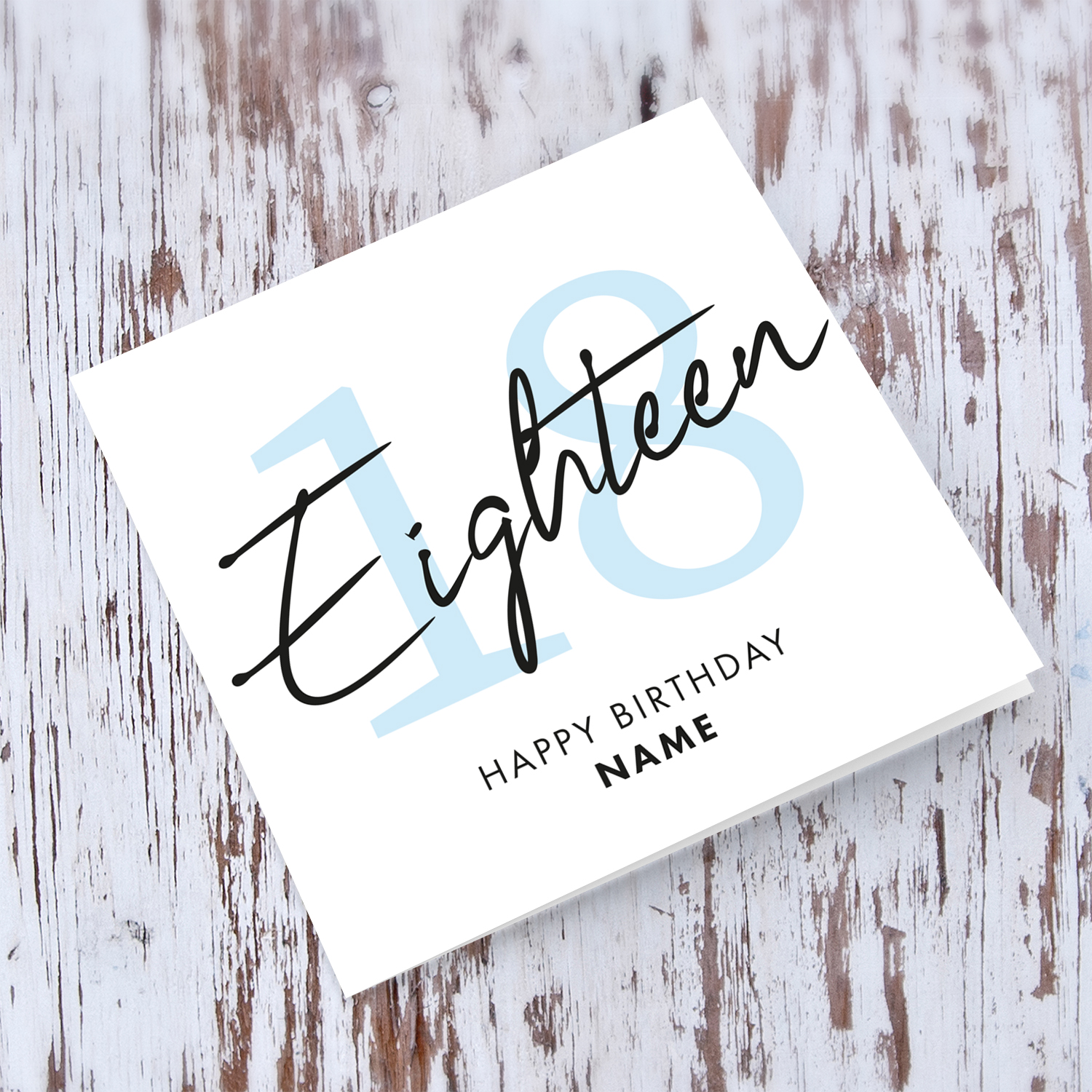 18th personalisable birthday card in English