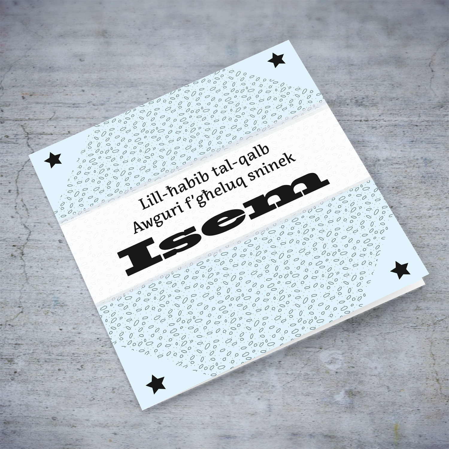 Birthday card for best friend in blue background and in Maltese (& Personalisable)