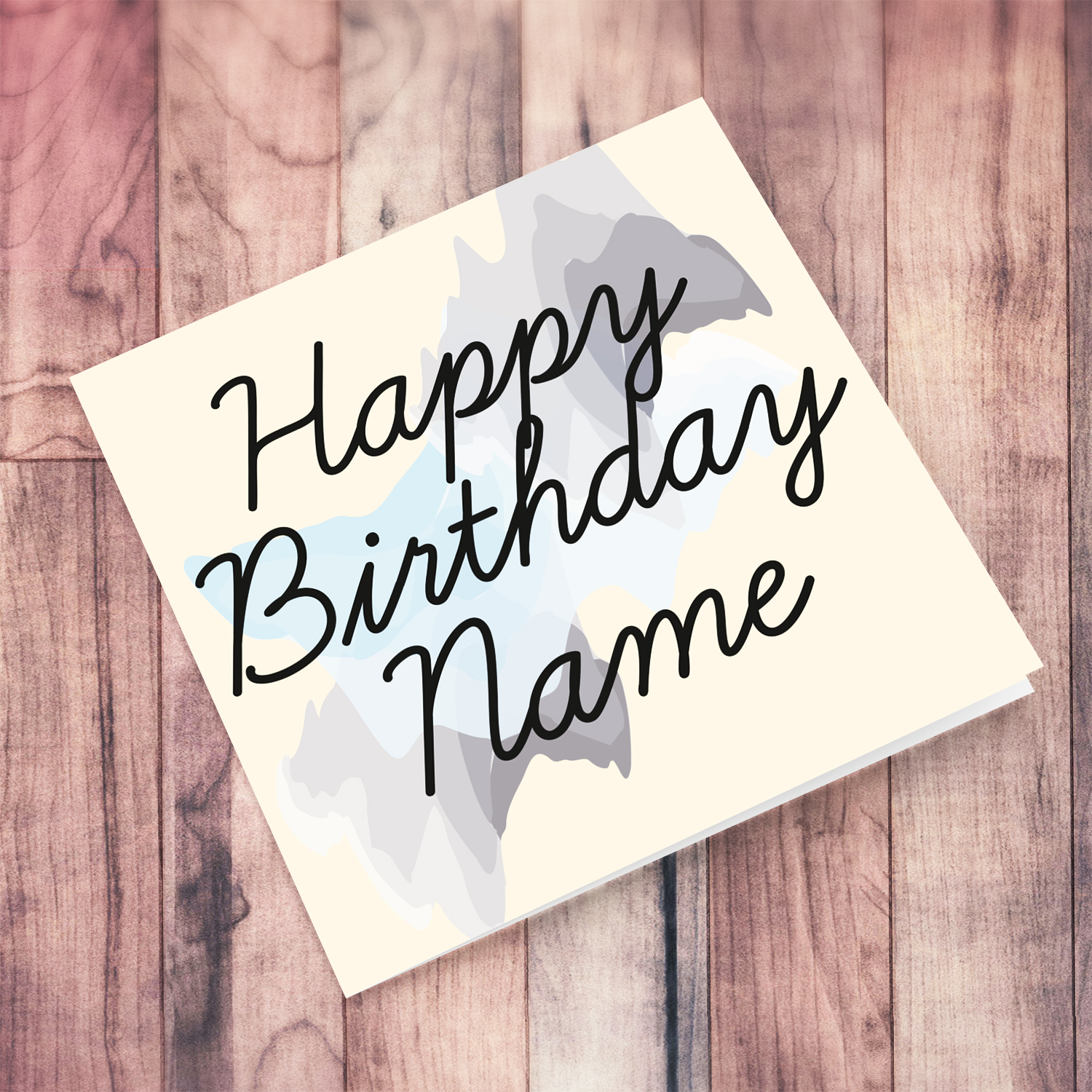 Modern birthday card with watercolour brushes in English (Personalisable)