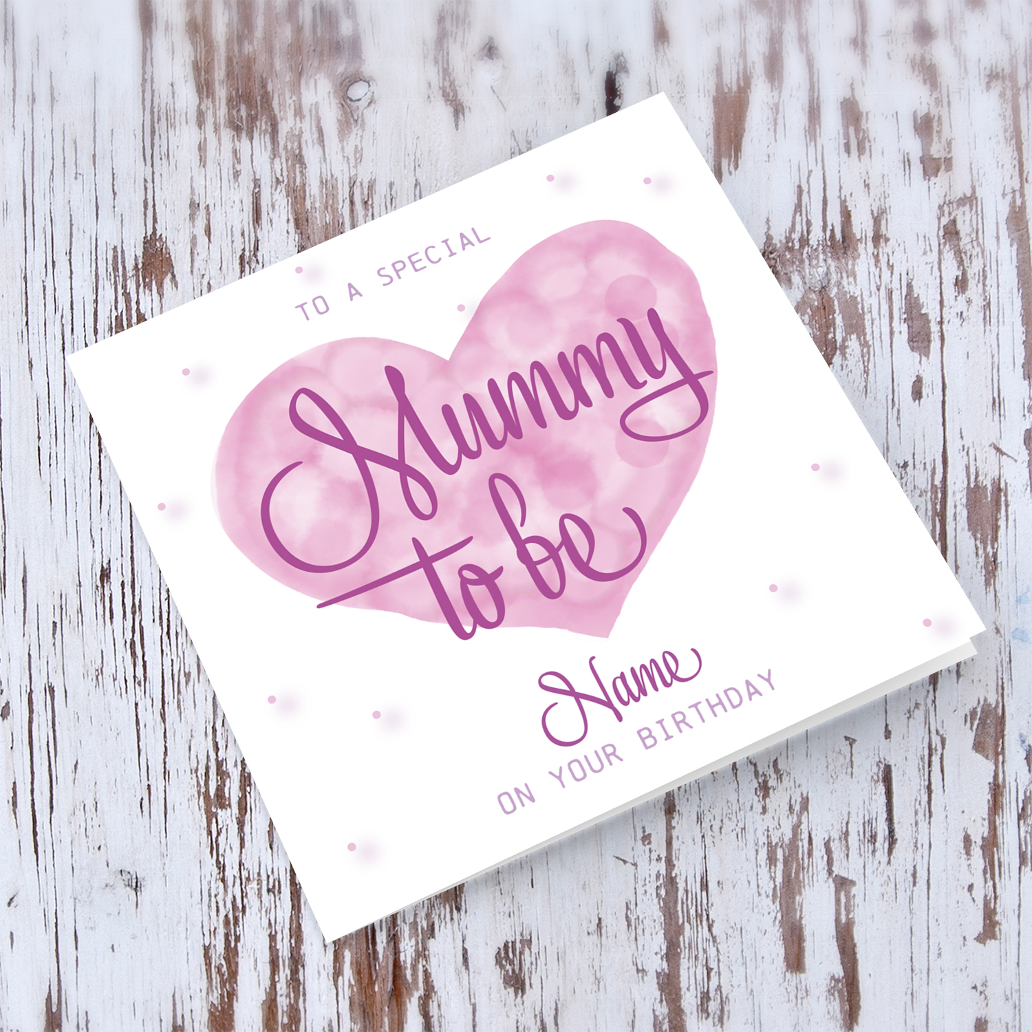 Pink Watercolour heart Birthday card for Mummy to be in English (Personalisable)