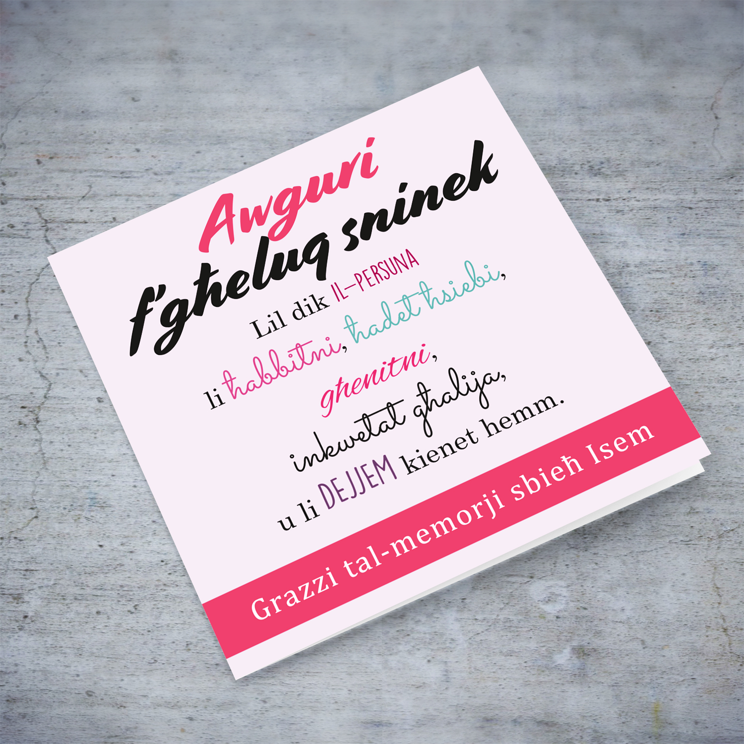 Birthday card for mum / caregiver with a special message, in Maltese (Personalisable)