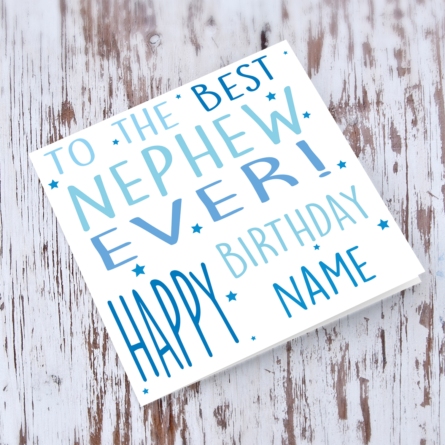 To the best nephew ever (Personalisable) birthday card in blue tones (English)