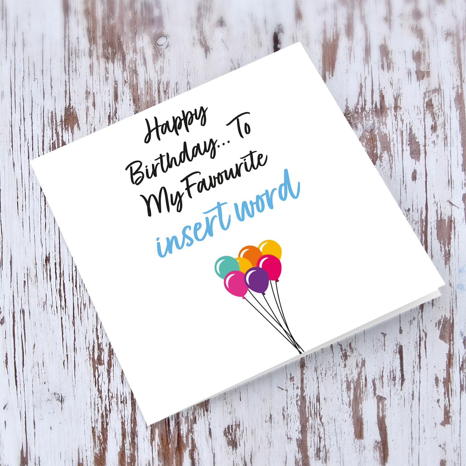 Use your imagination card with balloons in English 