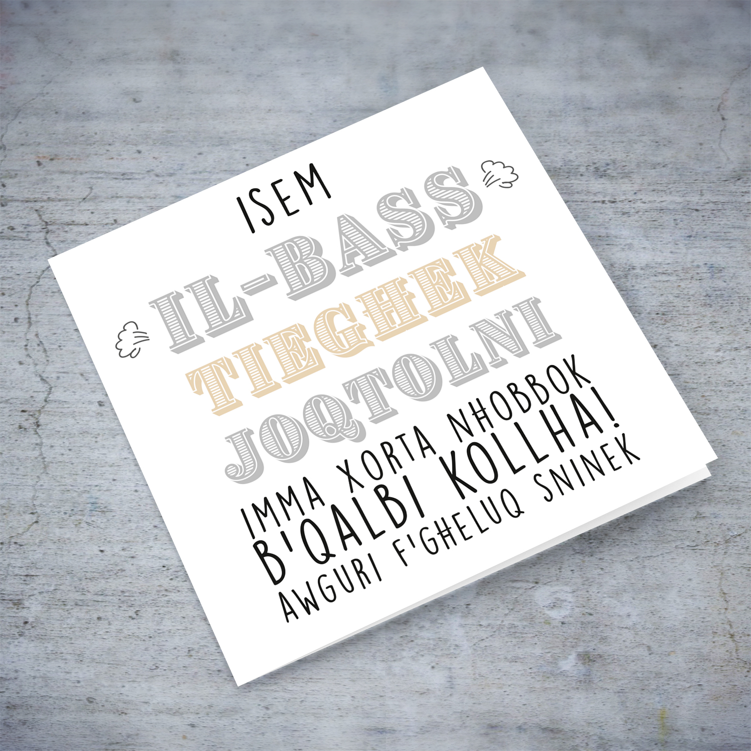 Funny themed Birthday card in Maltese (Personalisable)
