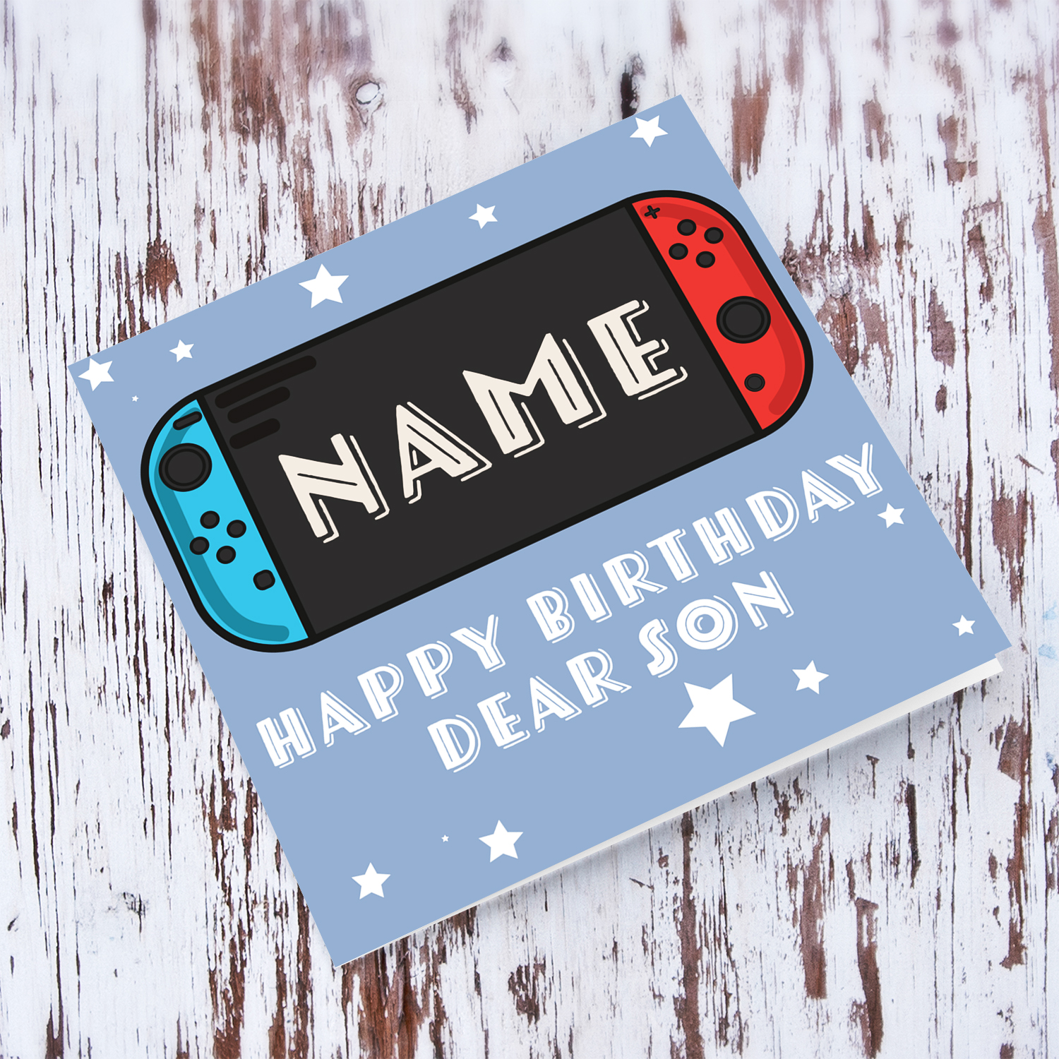 Game console themed birthday card for son in English (Personalisable)