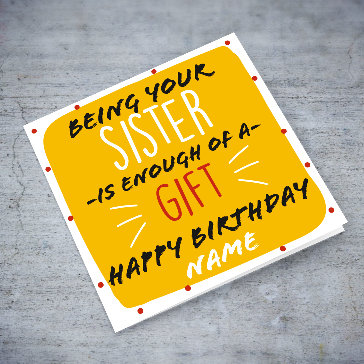 Funny birthday card for Brother or Sister in yellow/orange background (Personalisable) in English 