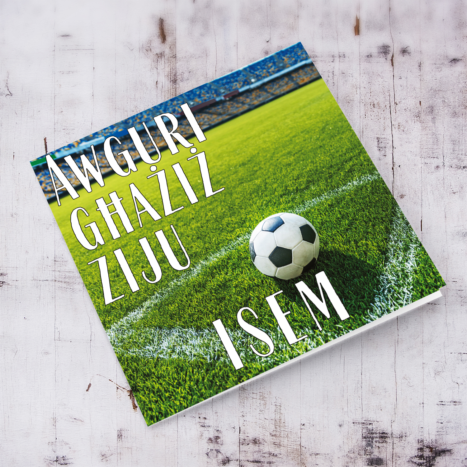 Football ground themed birthday card for uncle in Maltese (Personalisable)
