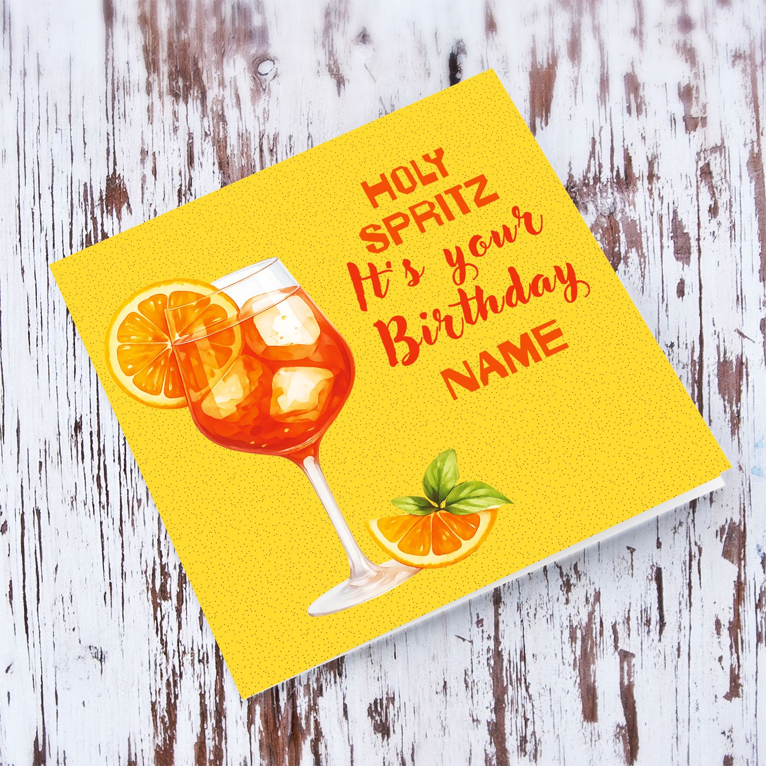 A fresh looking birthday card - featuring a spritz drink with oranges in a bright background in English (Personalisable)