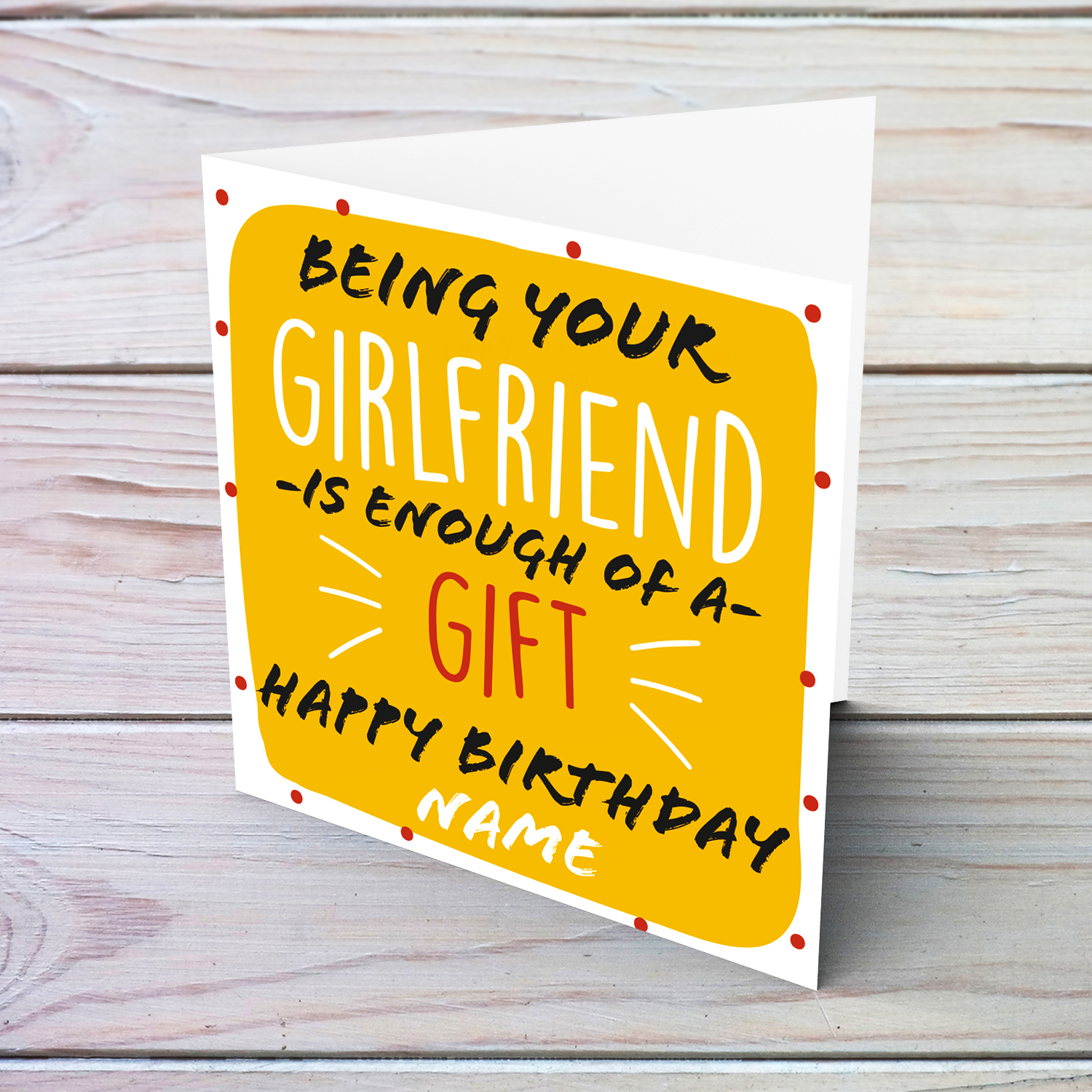 Funny birthday card for your boyfriend / girlfriend in yellow/orange background (Personalisable) in English