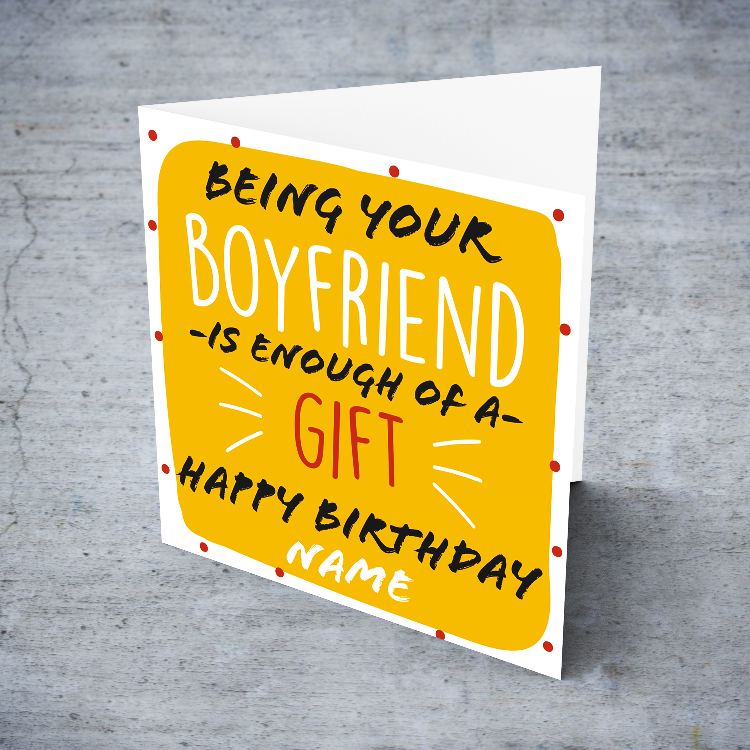 Funny birthday card for your girlfriend / boyfriend in yellow/orange background (Personalisable) in English
