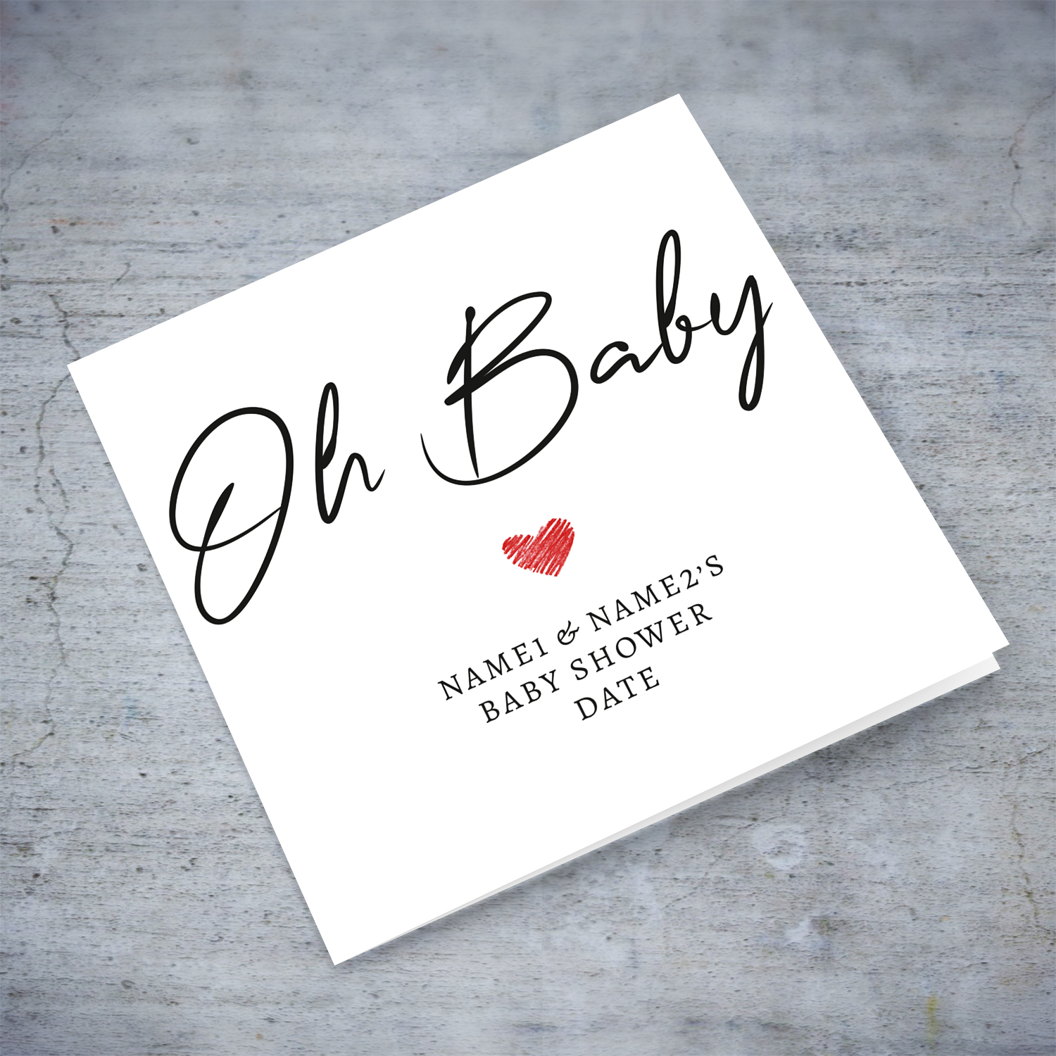 Oh baby - baby shower personalisable card for both parents in English