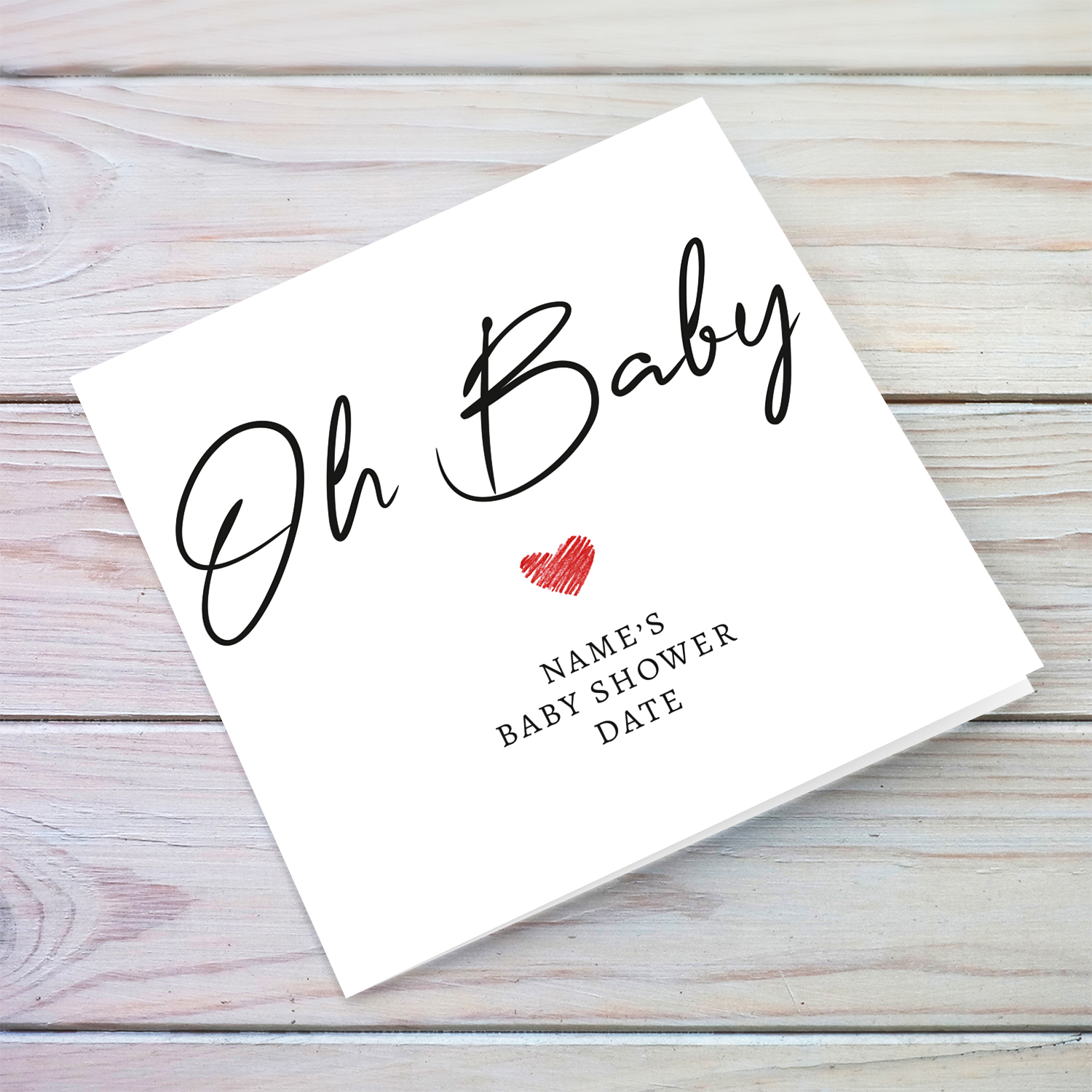 Oh baby - baby shower personalisable card in English