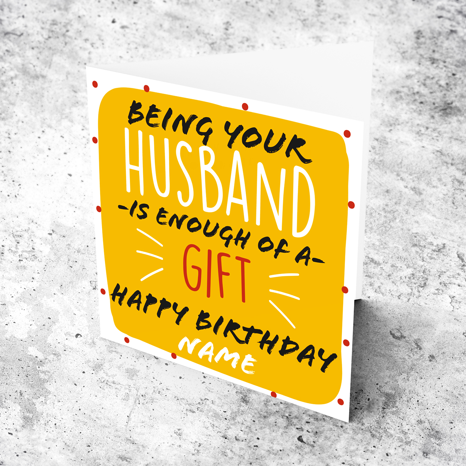 Funny birthday card for your wife / husband in yellow/orange background (Personalisable) in English