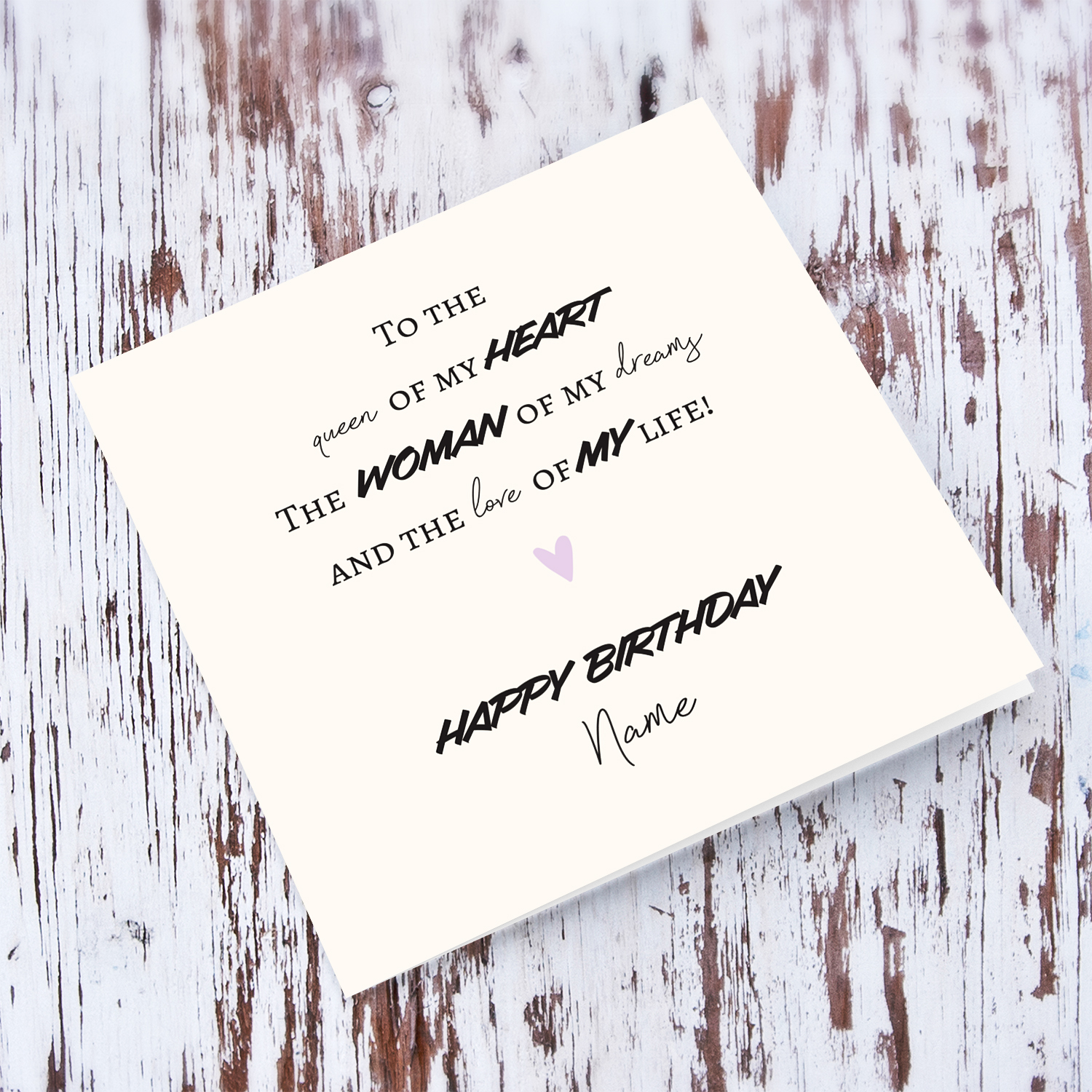 To the queen of my heart - Birthday card with a special message in English (Personalisable)