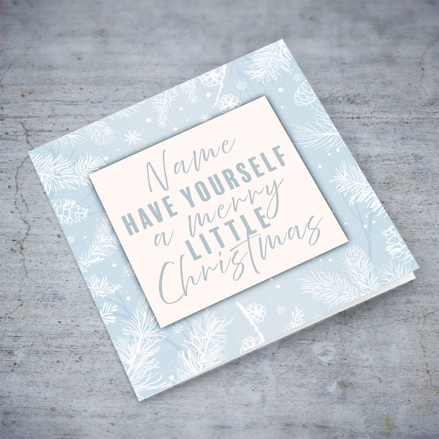 Have yourself a merry little Christmas greeting card in white and light blue background in English (Personalisable)