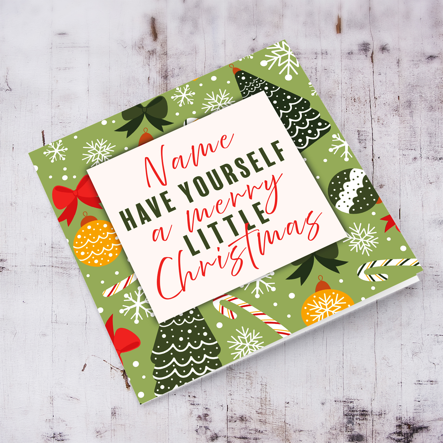 Have yourself a merry little Christmas - open card in joyful Christmas related background in English (unisex & neutral)