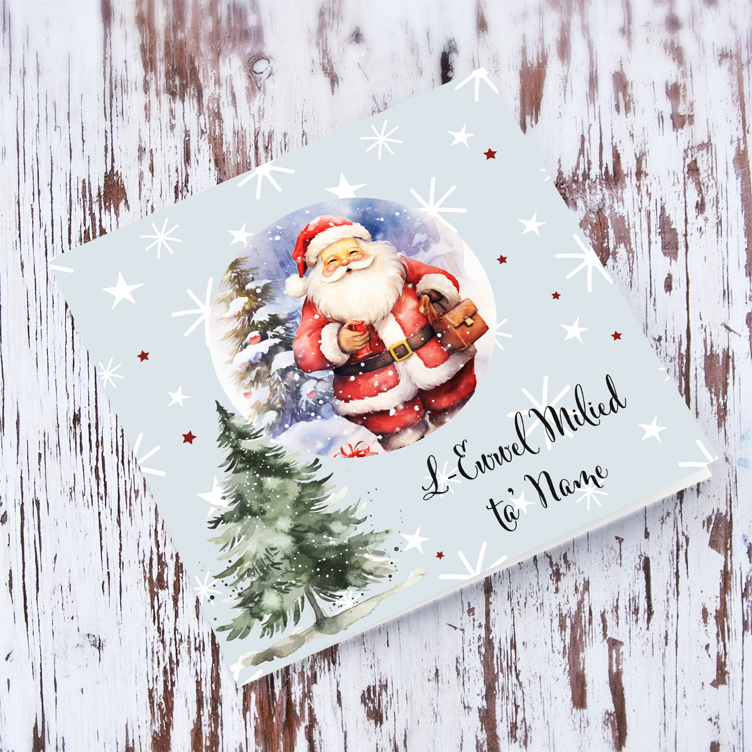 Baby's First Christmas - Christmas card with Santa Claus and Xmas Tree in Maltese (Personalisable)
