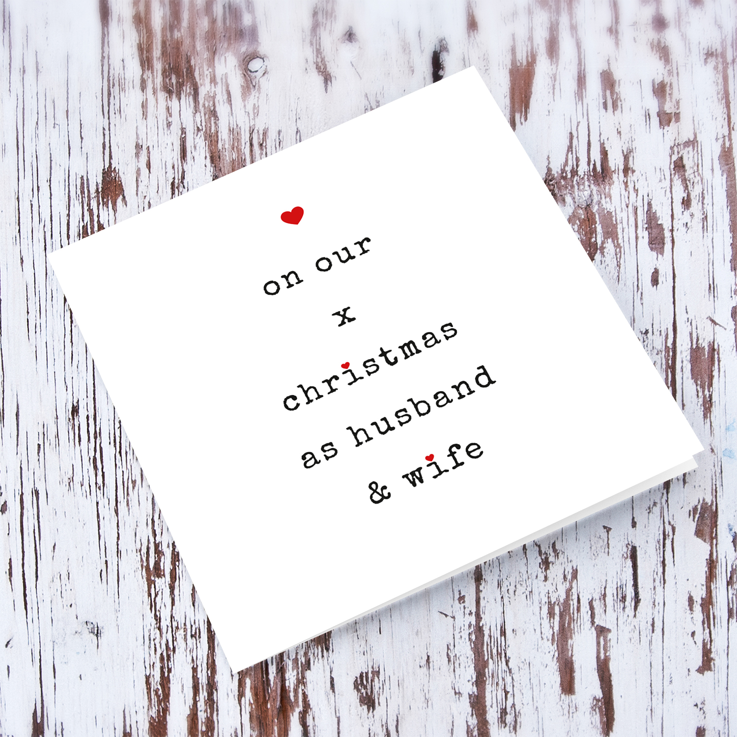 Minimalist Christmas card with number of Christmases together as husband and wife in English (Personalisable) 
