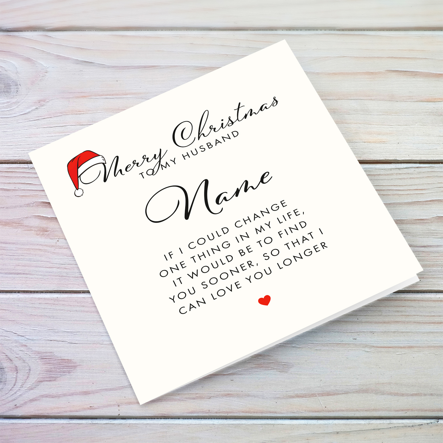 Minimalist Christmas card for Husband with a special message in English (Personalisable)