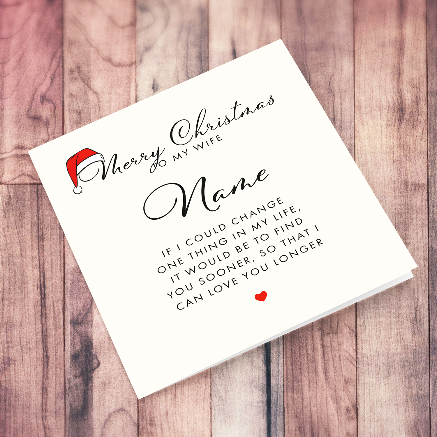 Minimalist Christmas card for Wife with a special message in English (Personalisable)